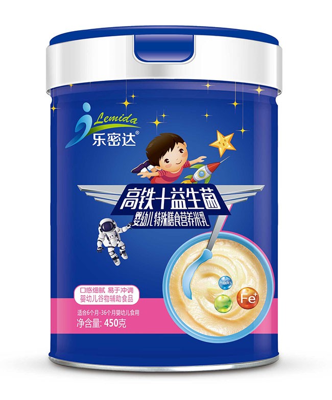 樂密達(dá)  高鐵+益生菌嬰幼兒特膳米乳  450g